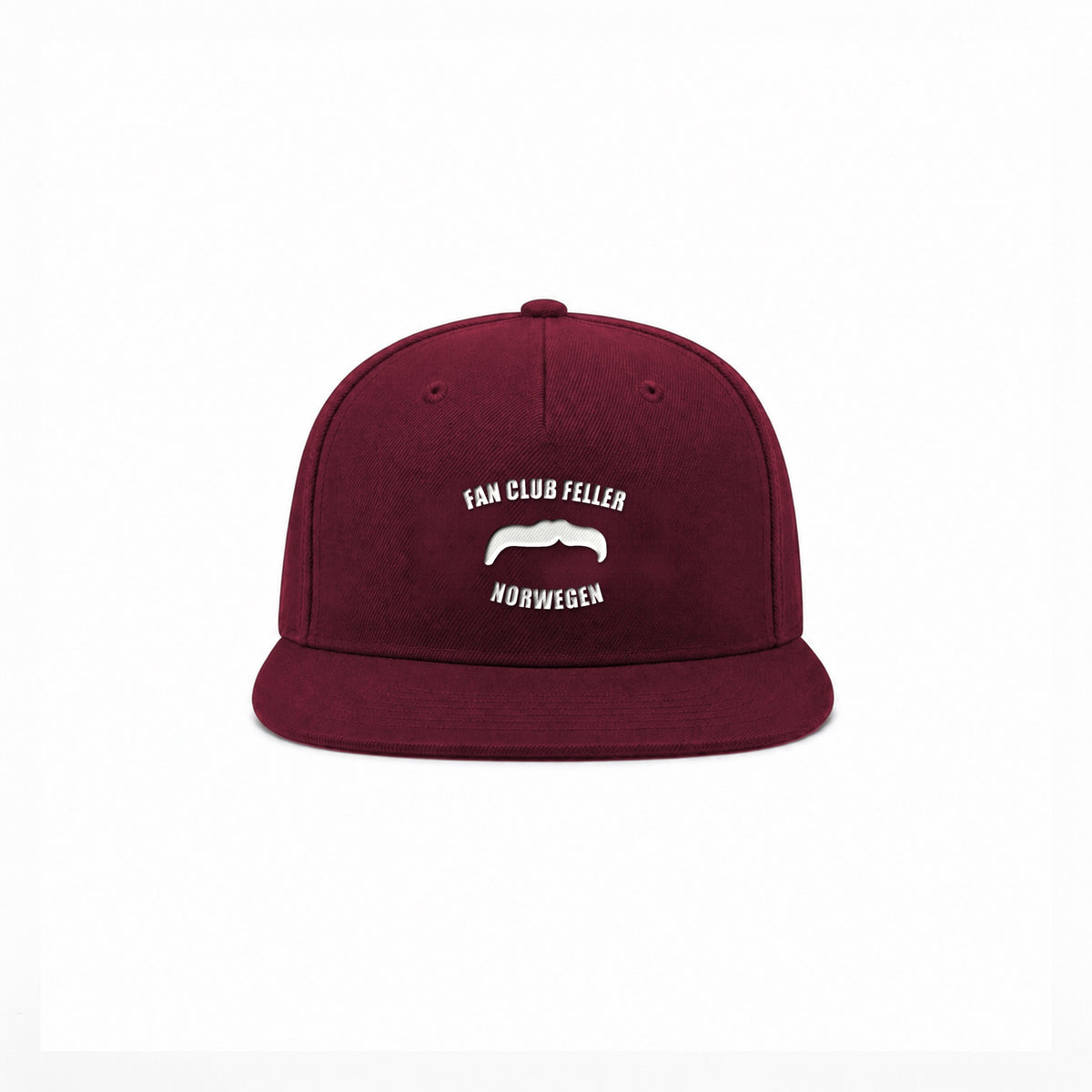 Manuel Feller Fan Club Norway Cap in burgundy with white Fan Club Feller Norwegen moustache logo – front view