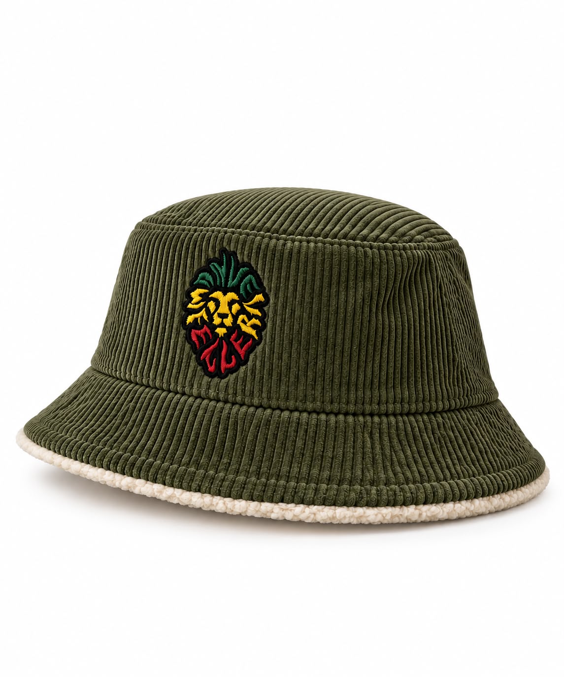 Manuel Feller Limited Bucket Hat Rasta Lion Corduroy Green
